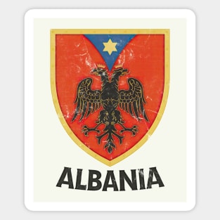 Albania / Faded Vintage Style Eagle Crest Design Magnet